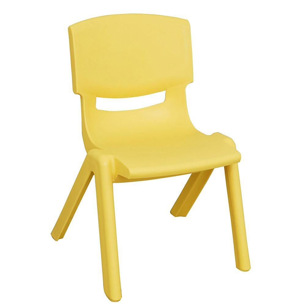 JOON Stackable Plastic Kids Learning Chairs, Yellow, 20.5x12.75X11 Inches, 2-Pack