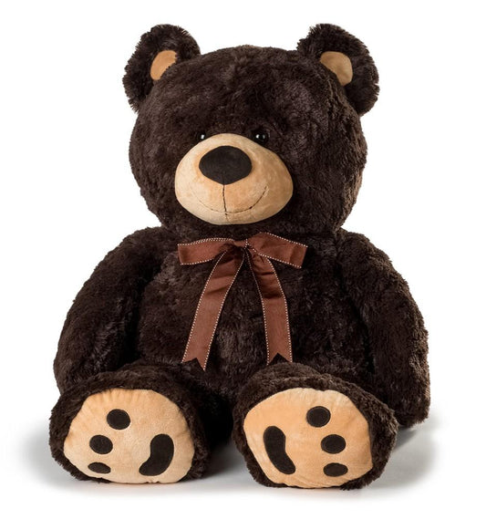 JOON HUGE TEDDY BEAR WITH RIBBON - DARK BROWN